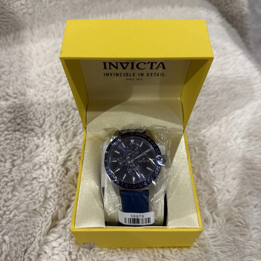 Invicta Aviator‎ Men's Watch  Model No. 38975~Water Resistant Leather Band Blue